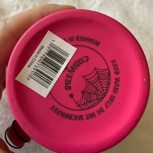 Cobwebs & Cauldrons Soft Touch Mug Hot Pink zombie hands vampire lips Halloween - Picture 7 of 7